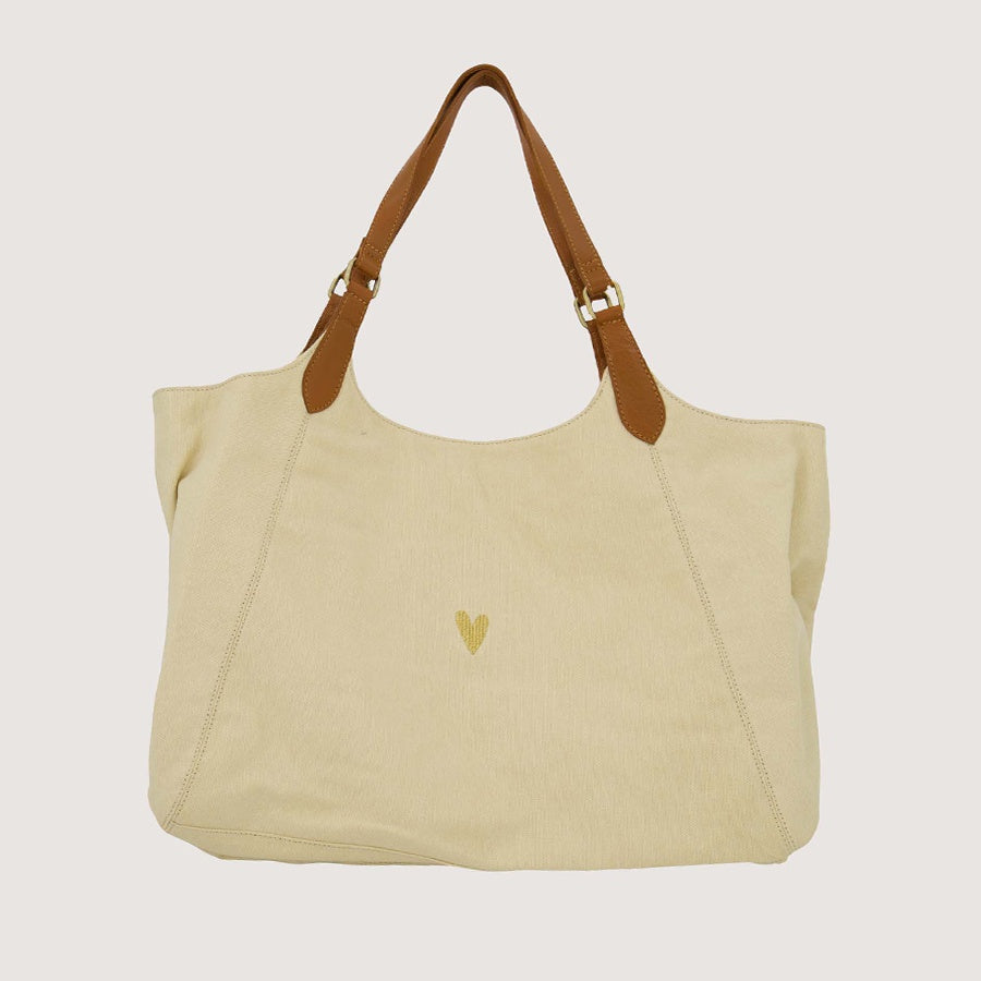 Tote Bag Love met leren details-kit
