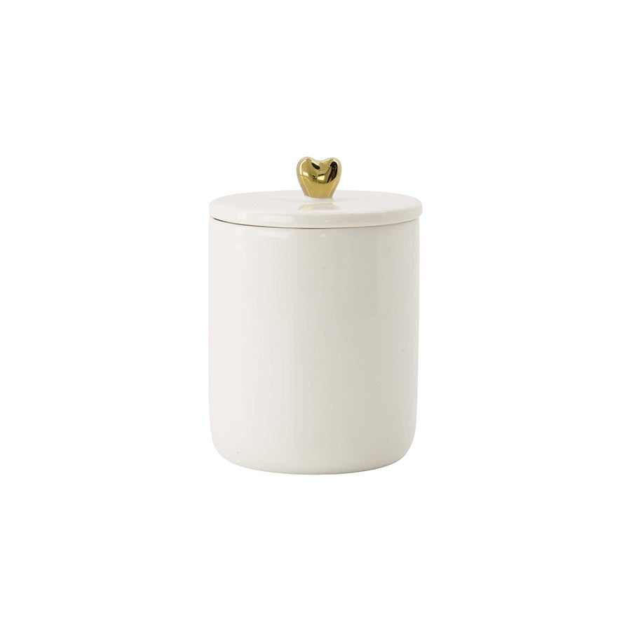 Bewaarpot Keramiek Hartje op deksel-wit/goud