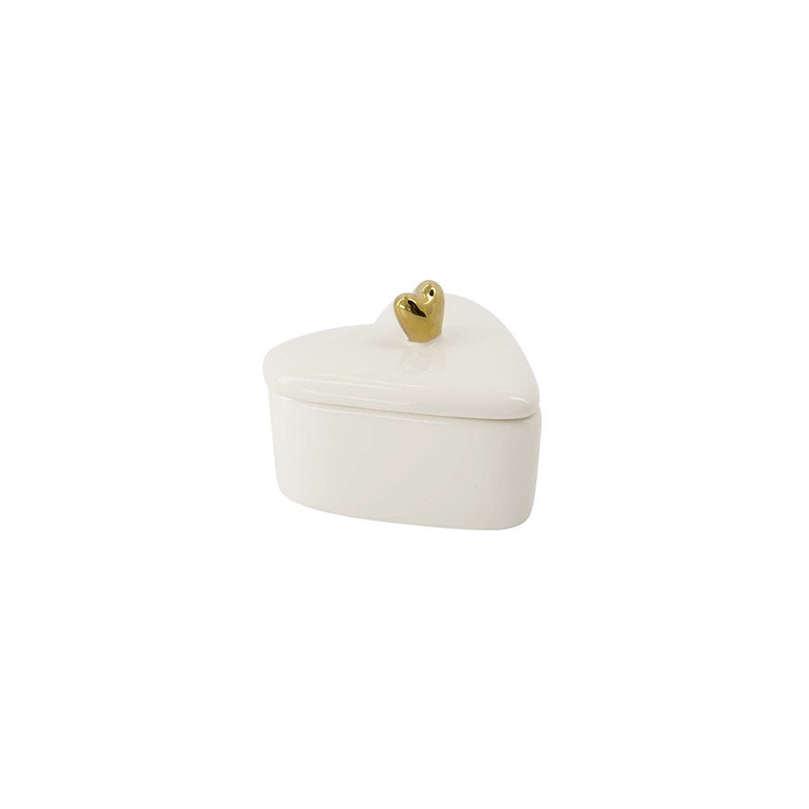 Bewaarpot Keramiek Hartvorm-wit/goud