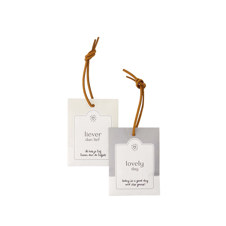 Geurzakjes 'Liever dan Lief' / 'Lovely Day' (set van 2)-off white/grijsblauw