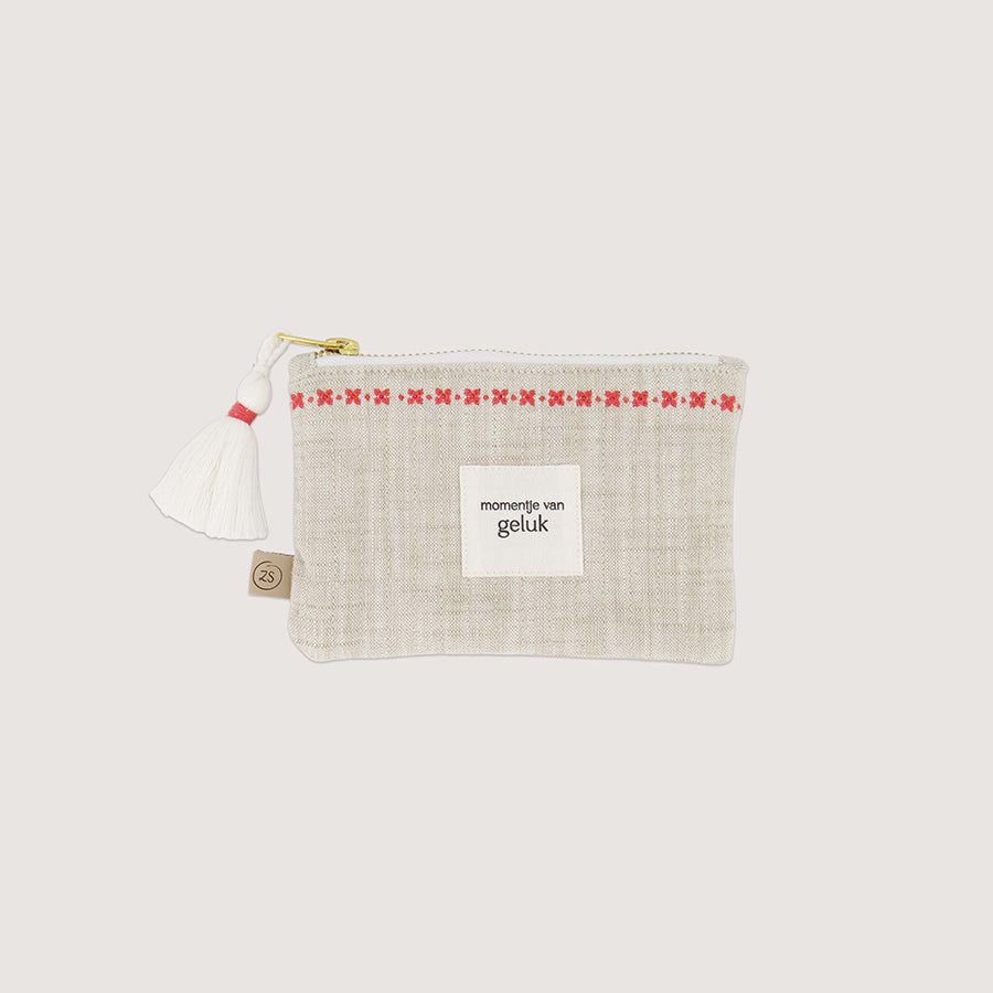 Toilet Etui 'Momentje van geluk'-offwhite/rood