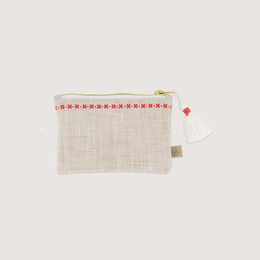 Toilet Etui 'Momentje van geluk'-offwhite/rood