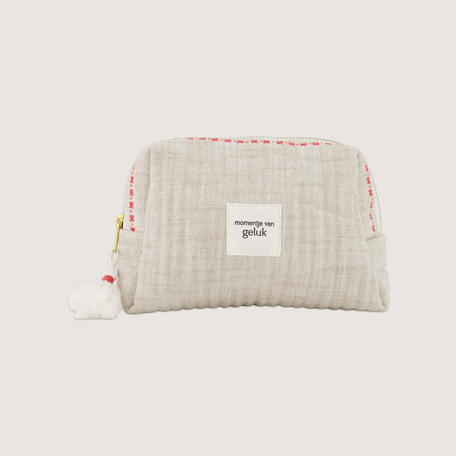 Toilettas 'Momentje van geluk'-offwhite/rood