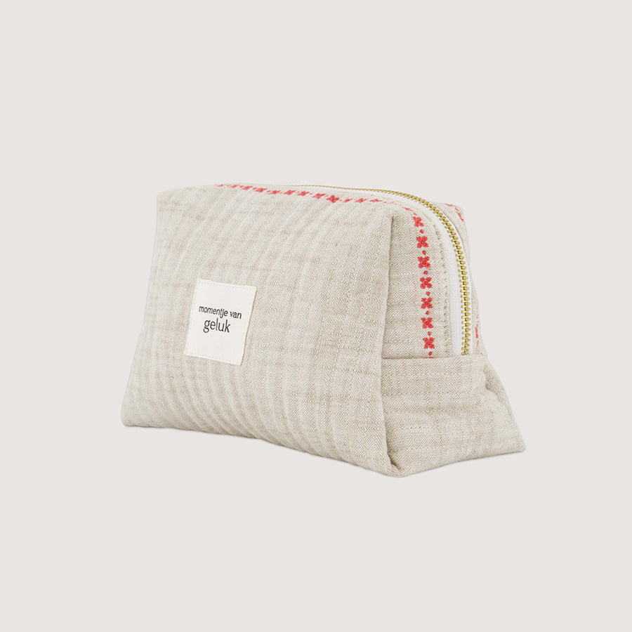 Toilettas 'Momentje van geluk'-offwhite/rood