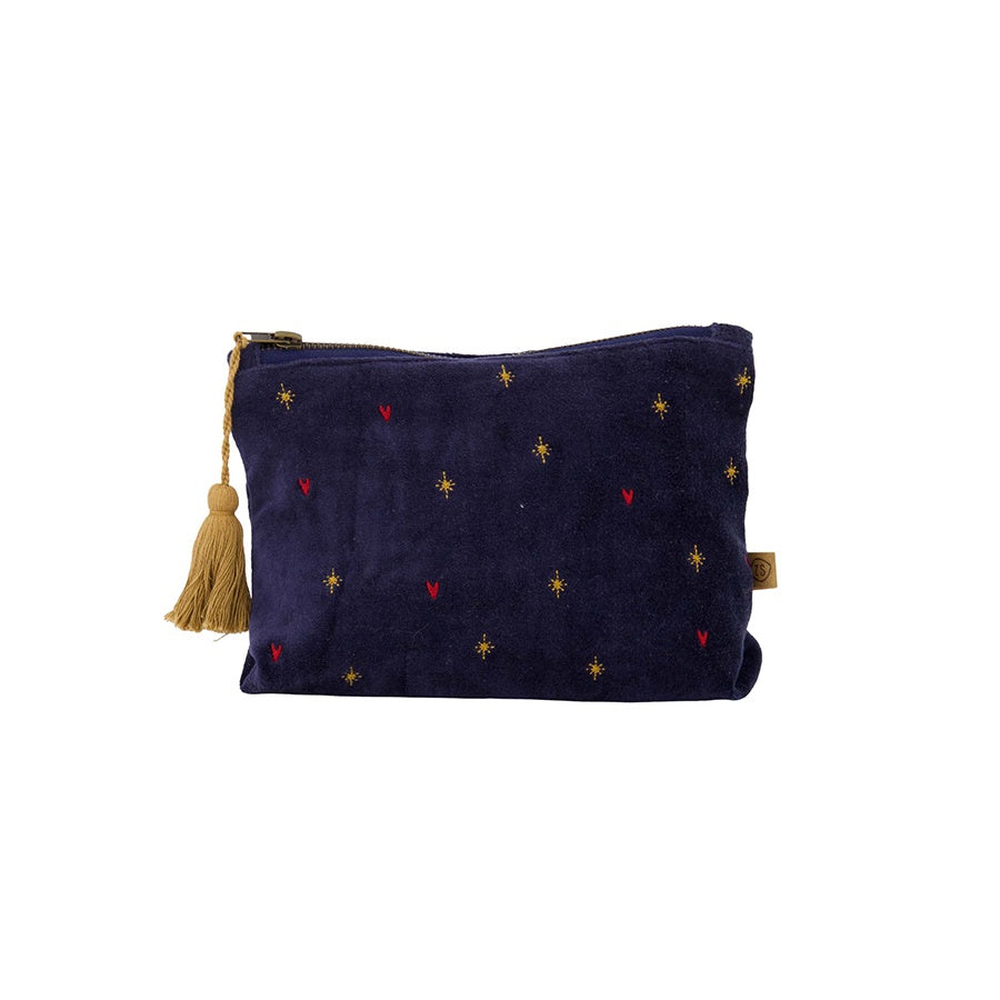 Toilettas Velvet Sterren-donkerblauw/goud