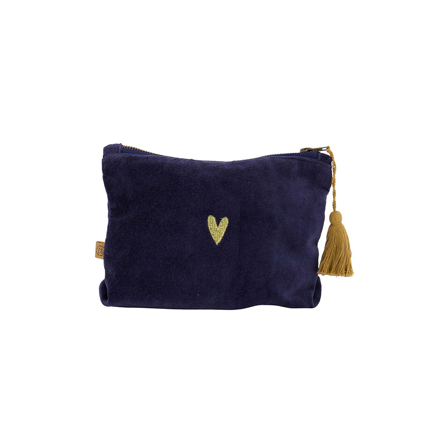 Toilettas Velvet Sterren-donkerblauw/goud