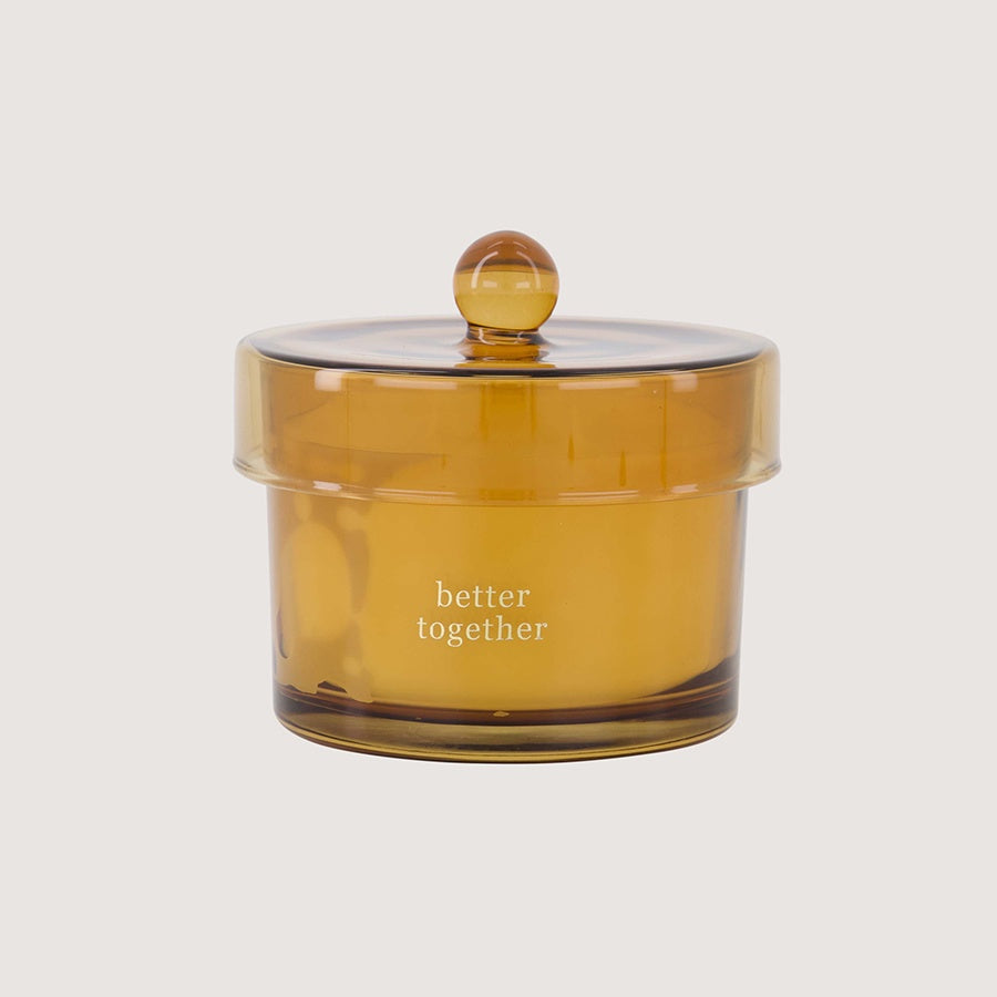 Geurkaars Glas met deksel 'Better together'-transparant/oker