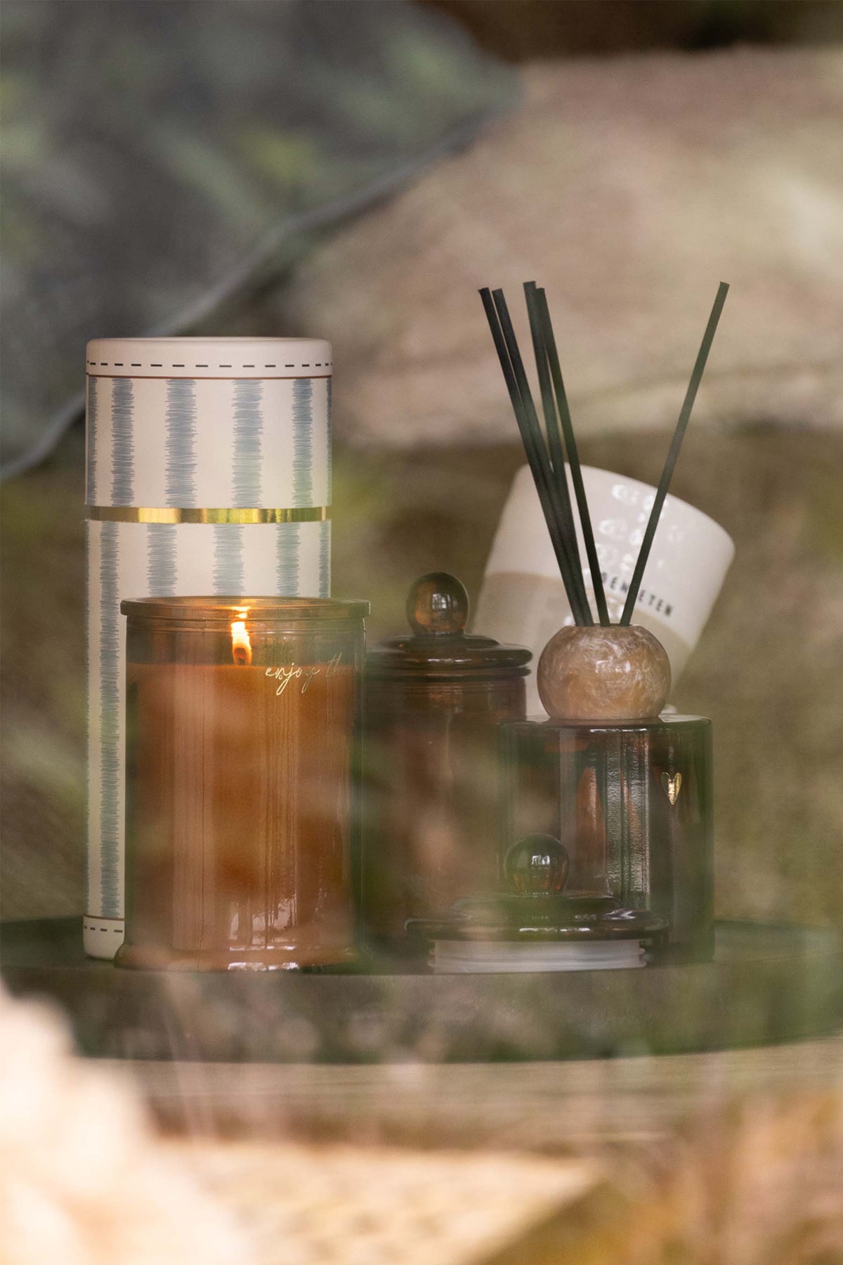 Geurkaars Glas met Deksel Hartje-camel
