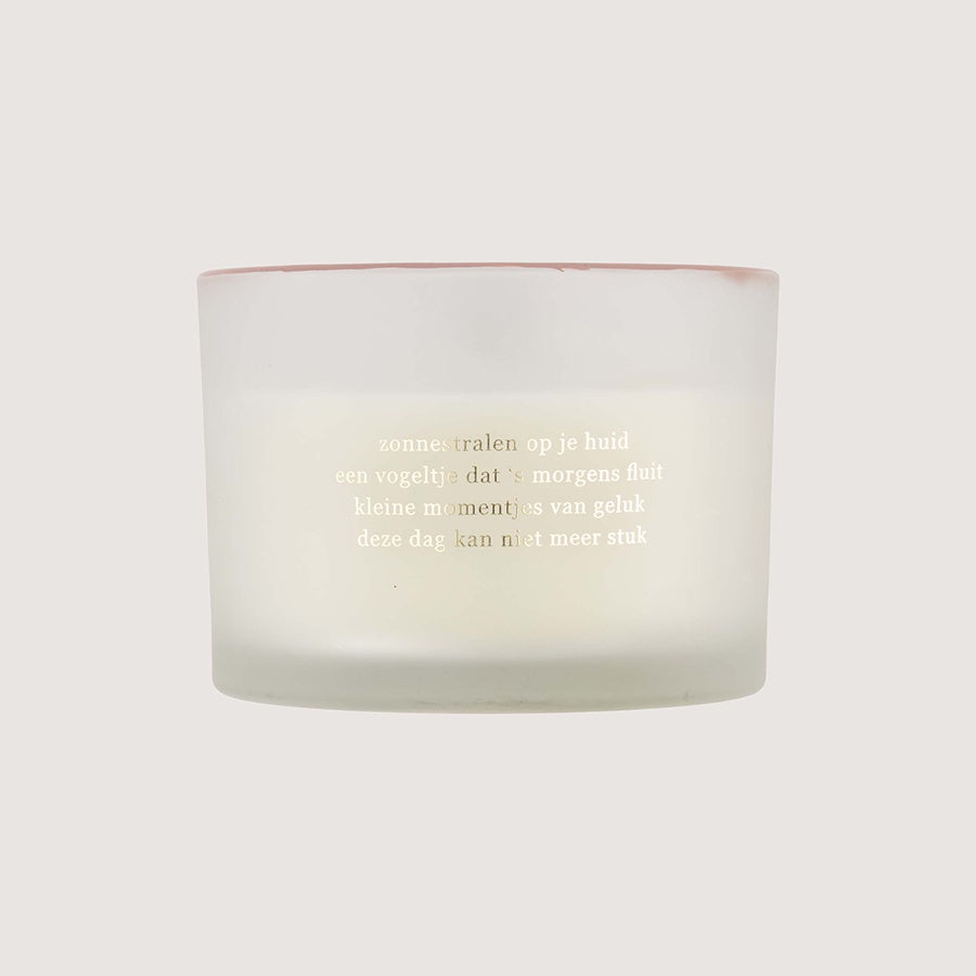 Geurkaars Glas 'Zonnestralen'-wit/roze