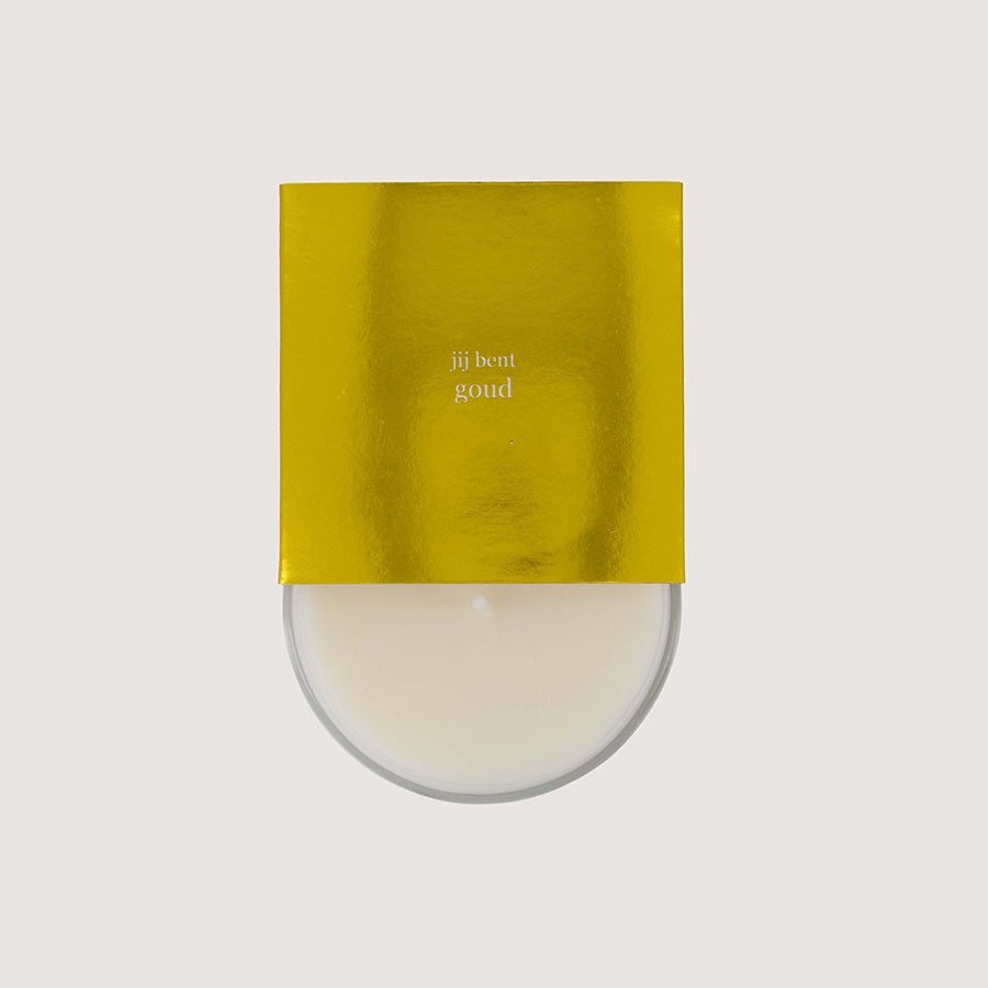 Geurkaars in wikkel 'Jij bent goud'-wit/goud