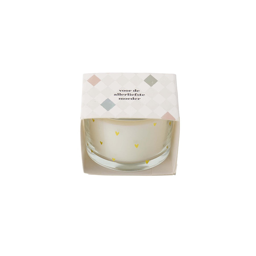 Geurkaars in wikkel 'Liefste mama'-wit/goud