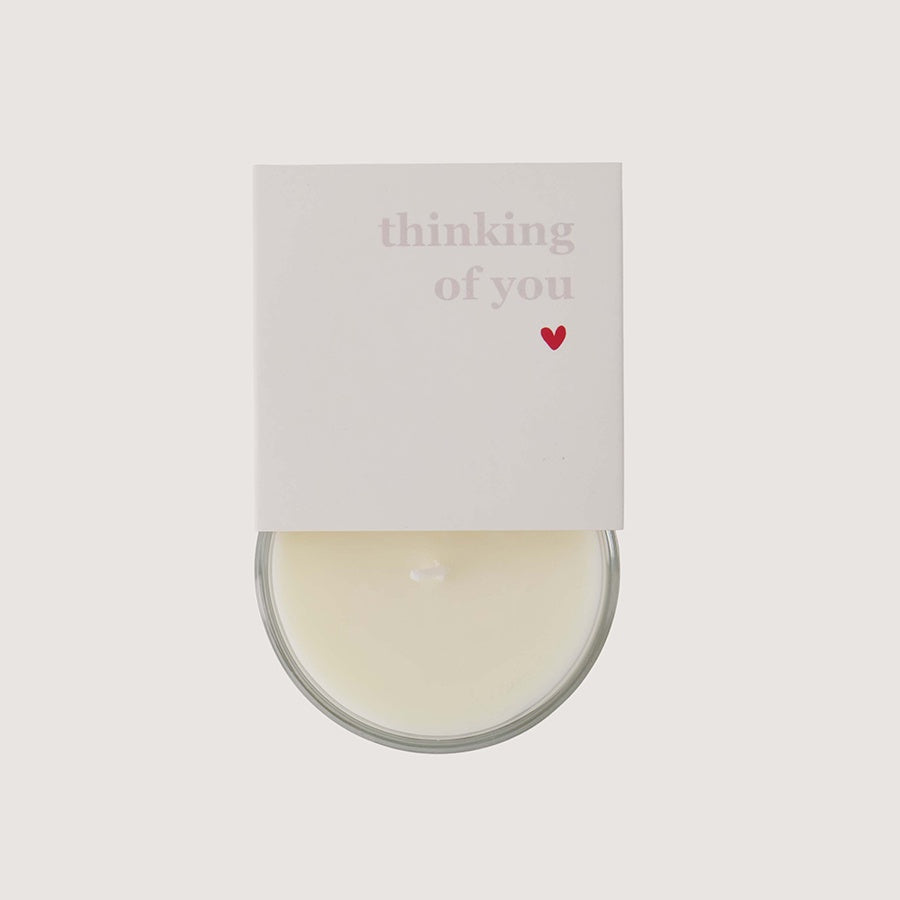 Geurkaars in wikkel 'Thinking of you'-wit/goud