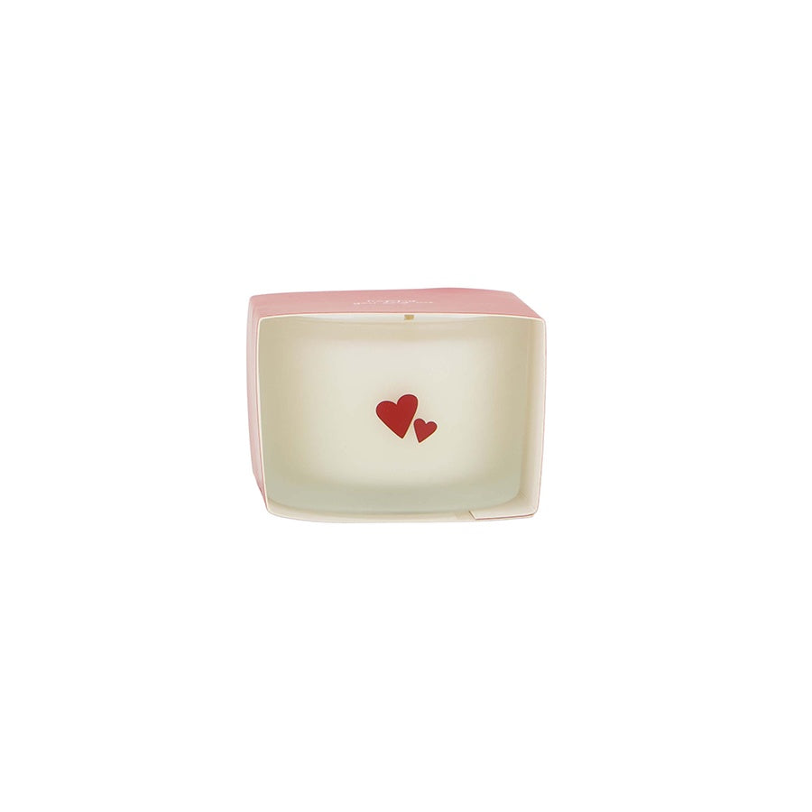 Geurkaars in wikkel 'Happy you and me'-wit/rood
