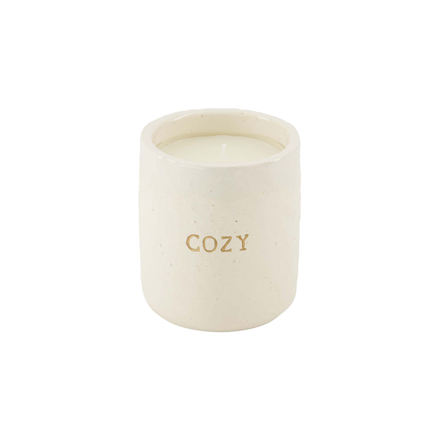 Geurkaars Keramiek Mat 'Cozy'-wit/goud