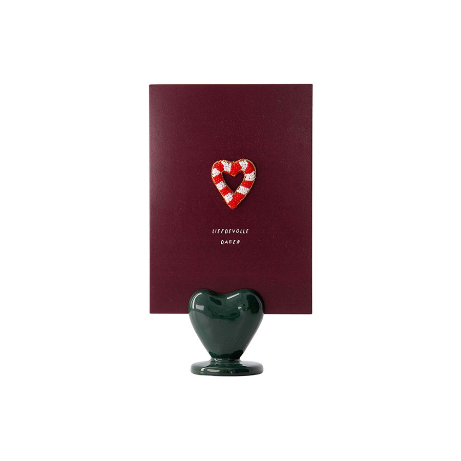 Kaartenstandaard Keramiek Hartje-donkergroen