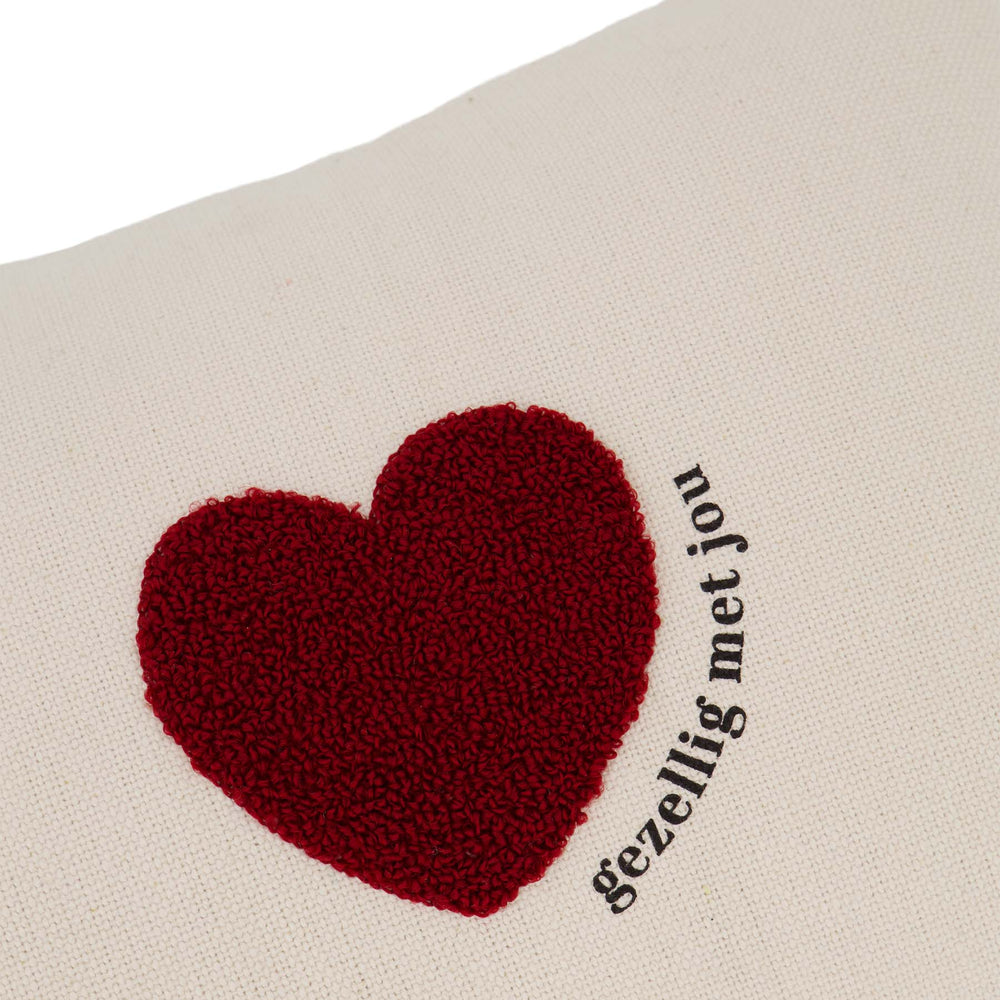 
                      
                        Kussen 'Gezellig met jou' Hartje 35x25cm-off white/rood
                      
                    