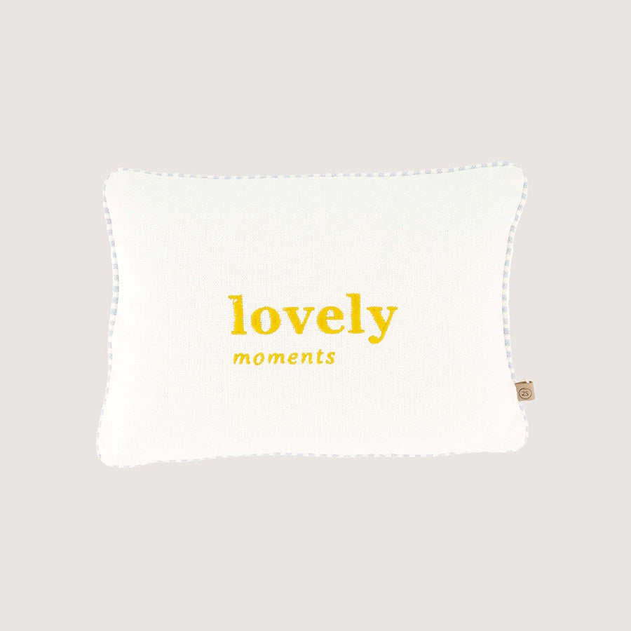 Kussen 'Lovely Moments' 35x25cm-off white/oker