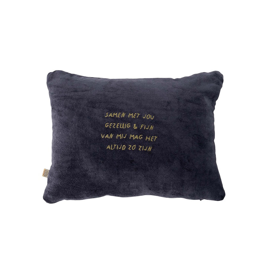 Kussen 'Samen met jou' 35x25cm-donkerblauw/goud