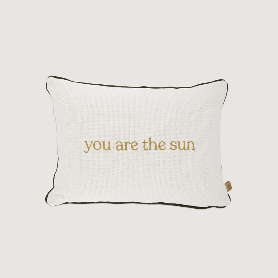 Kussen 'You are the sun' Hartjes 35x25cm-offwhite/green