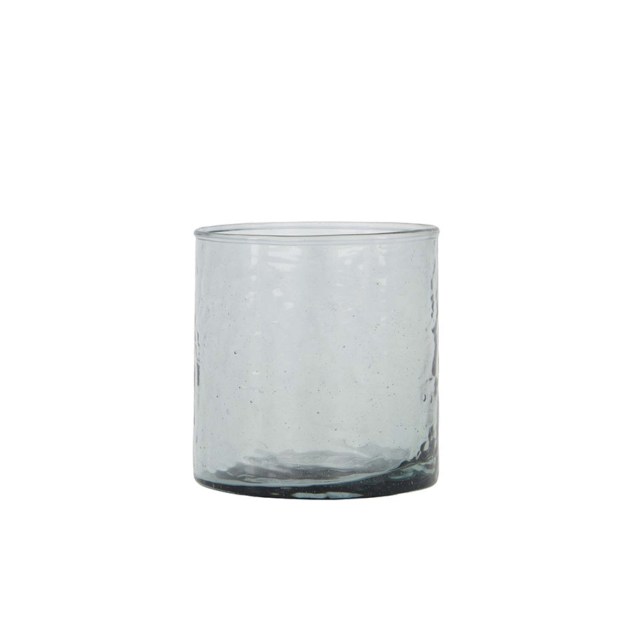 Theelichthouder Hammered Glas M-grijsblauw
