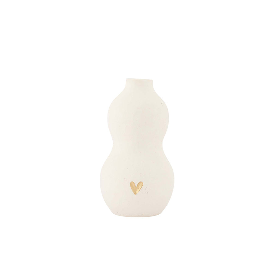 Vaasje Keramiek Heart 7x13cm-wit/gold