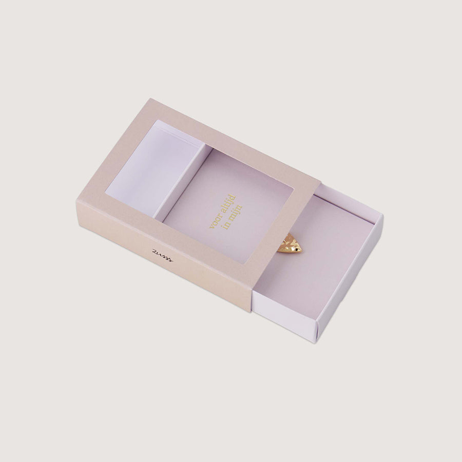 Broche in doosje 'Voor altijd in mij hart'-sand