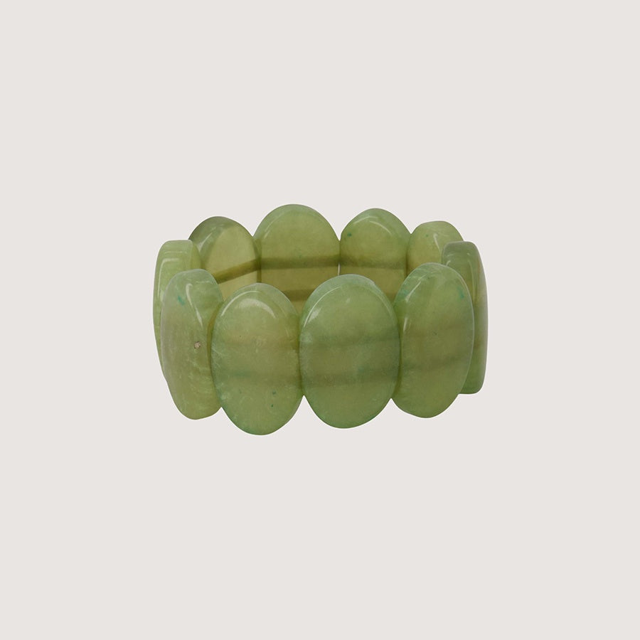 Armband grote kralen elastiek-olive green