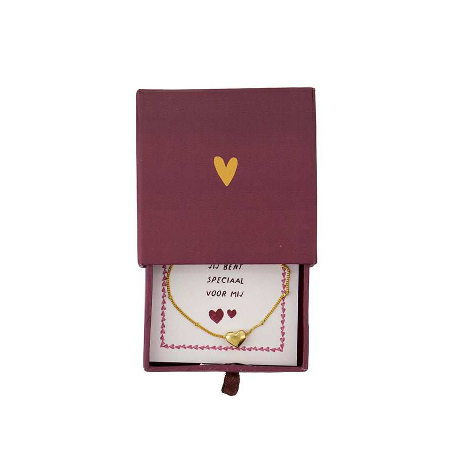 Armband Hartje in schuifdoosje 'Speciaal'-rood