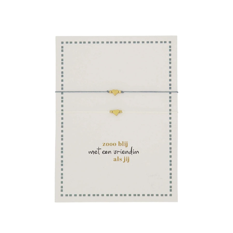 Armbandjes Set Vriendschap op wenskaart-wit/goud/grijsblauw