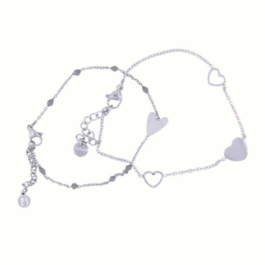 Vriendschaps armbandjes Set van 2 Hartjes-zilver