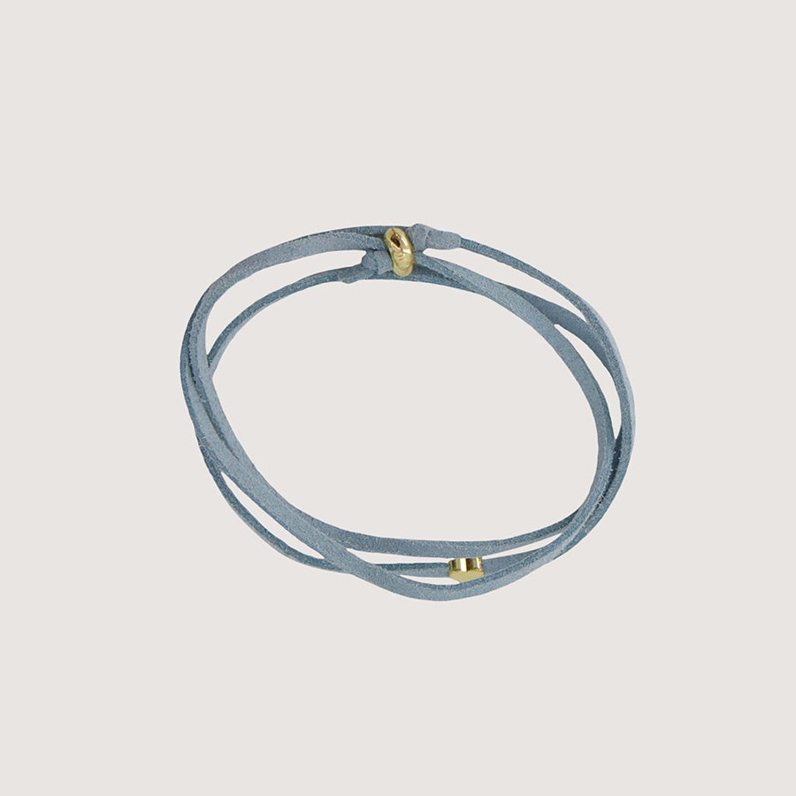 Armband Suede Hartje-silver blue
