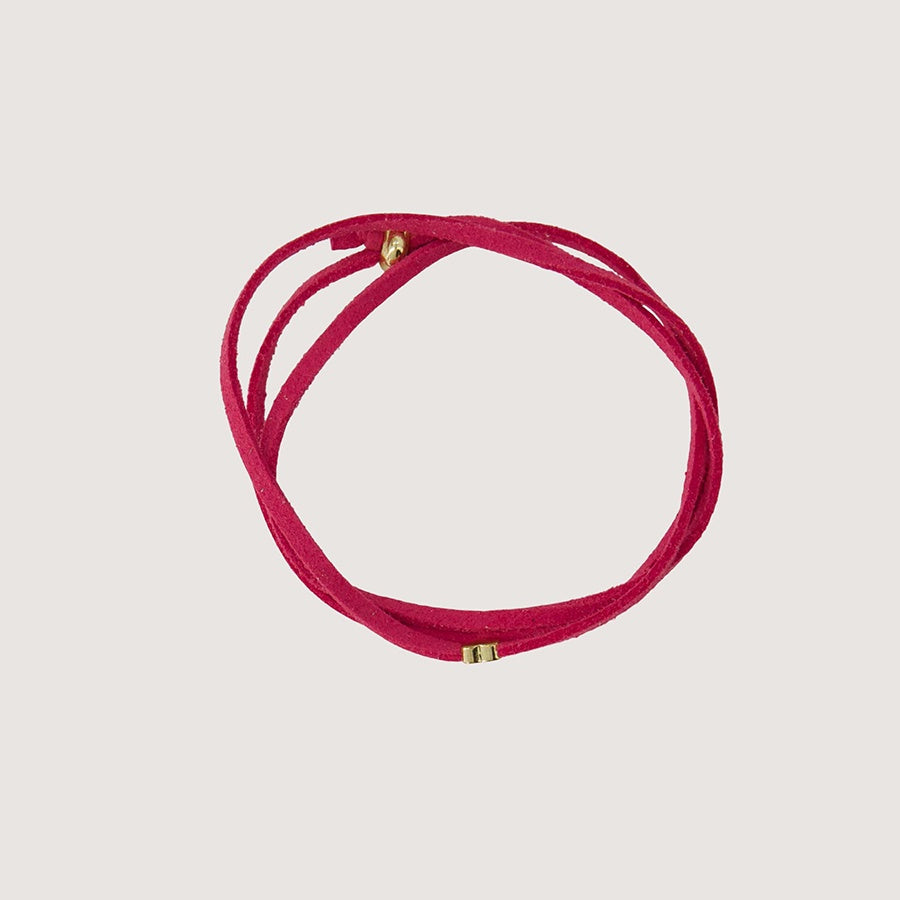 Armband Suede Hartje-raspberry
