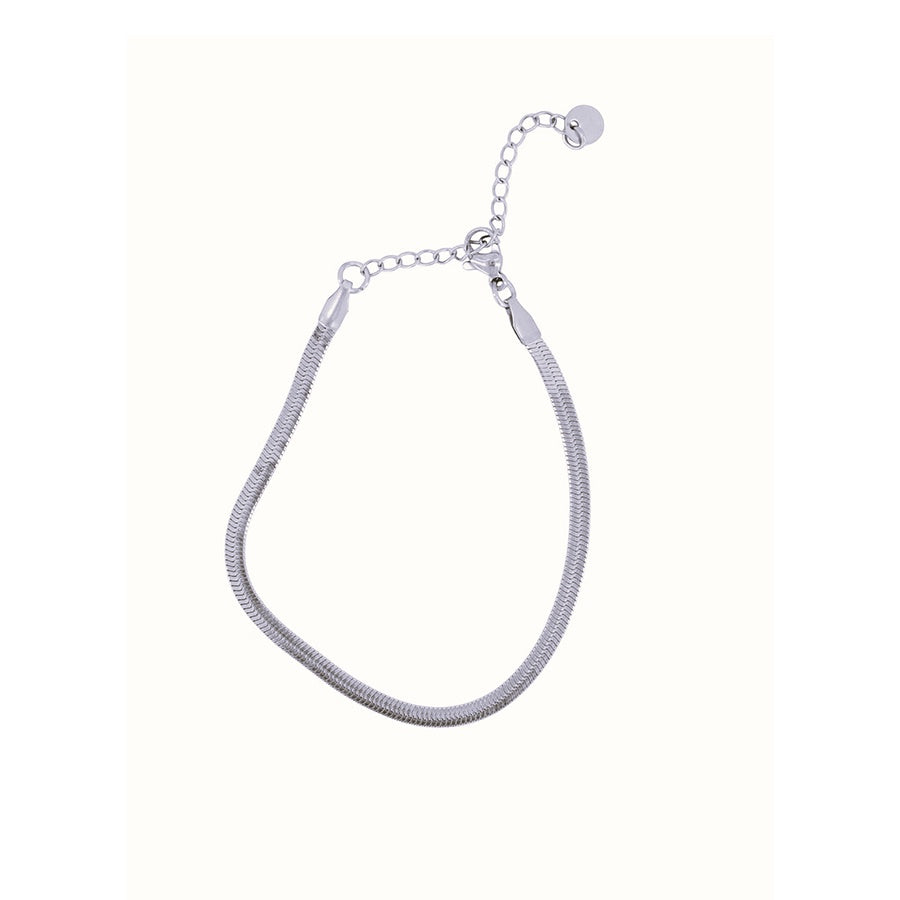Armband met platte visgraat structuur-zilver