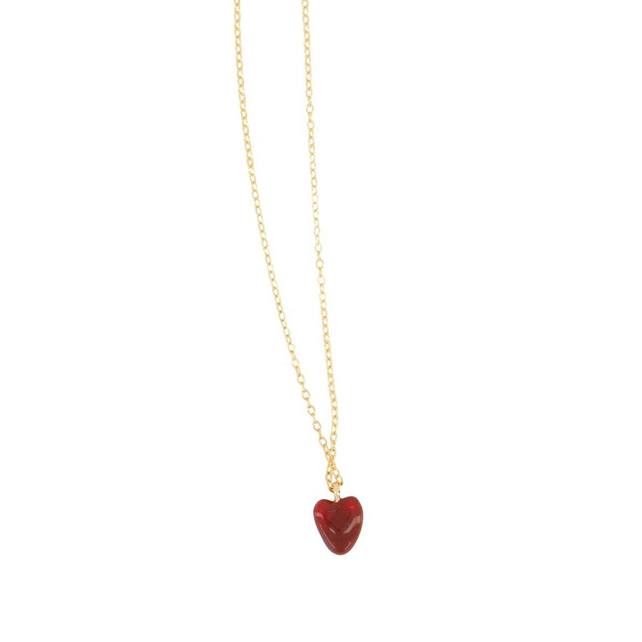Ketting met rood hartje-gold