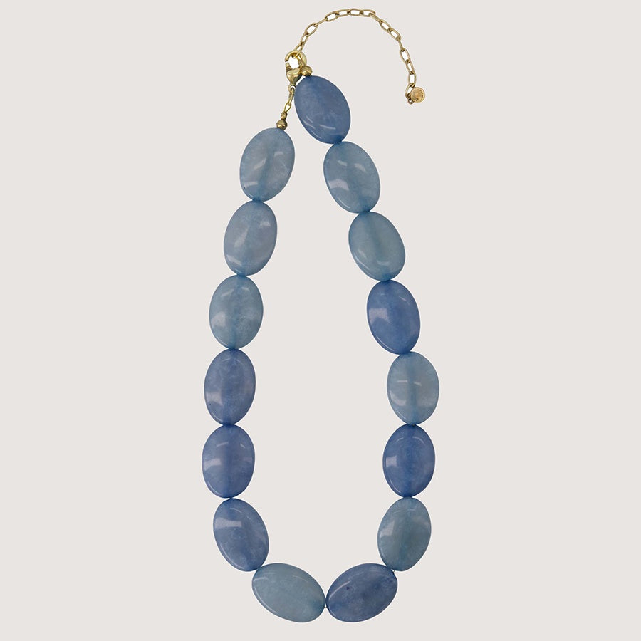Ketting platte kralen-cornflower blue