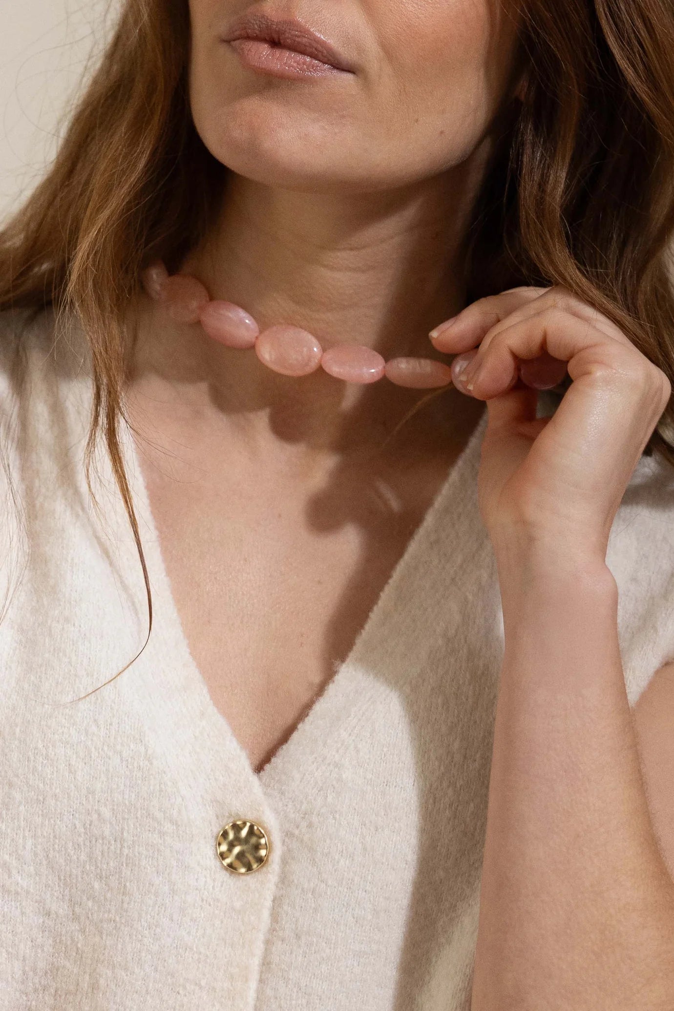 Ketting platte kralen-crispy pink