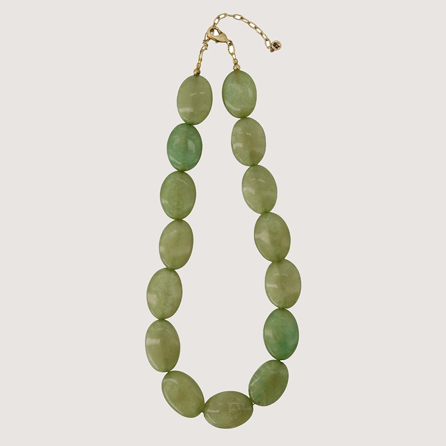 Ketting platte kralen-olive green