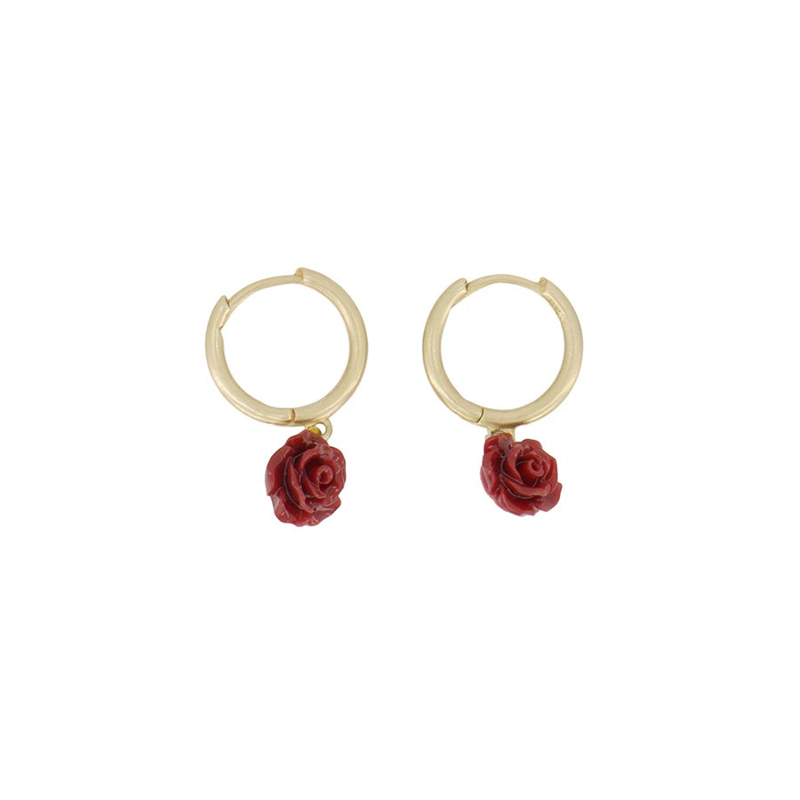 Oorbellen Roosje-goud/rood