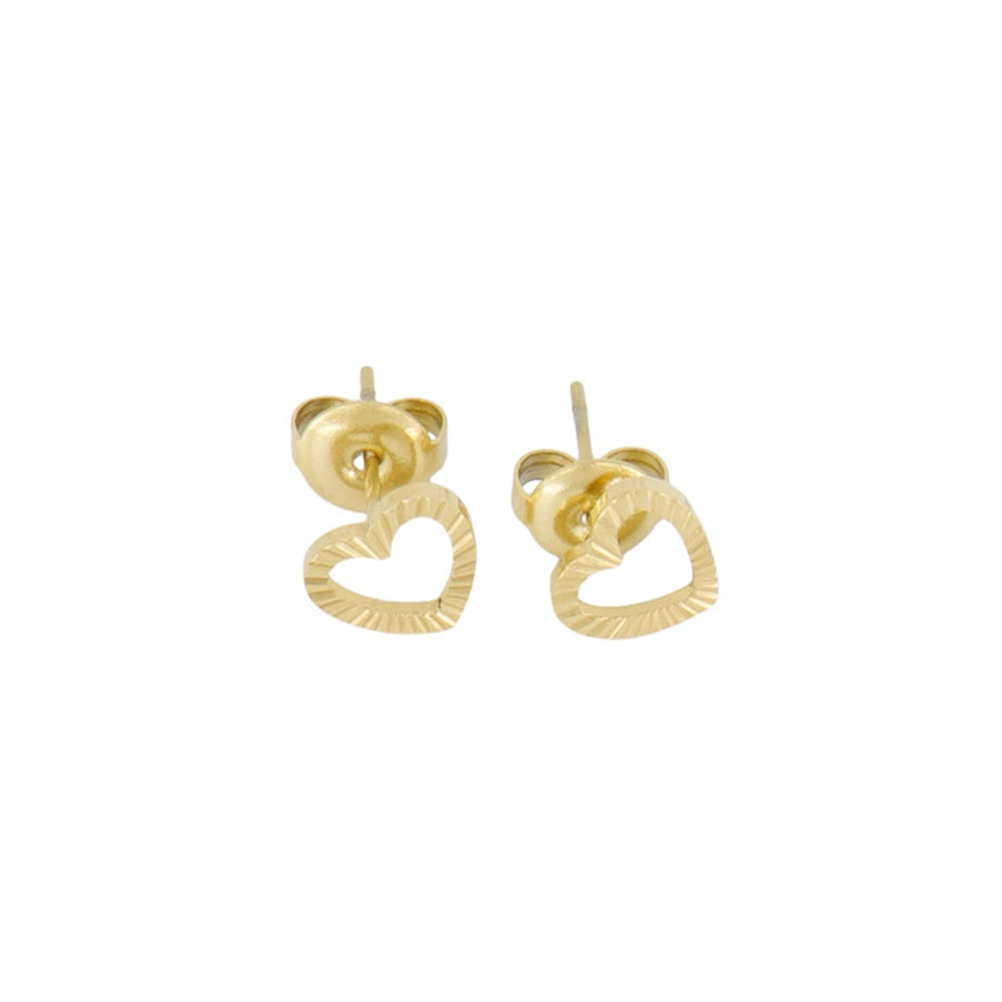 Oorbellen Studs met structuur hartjes-goud