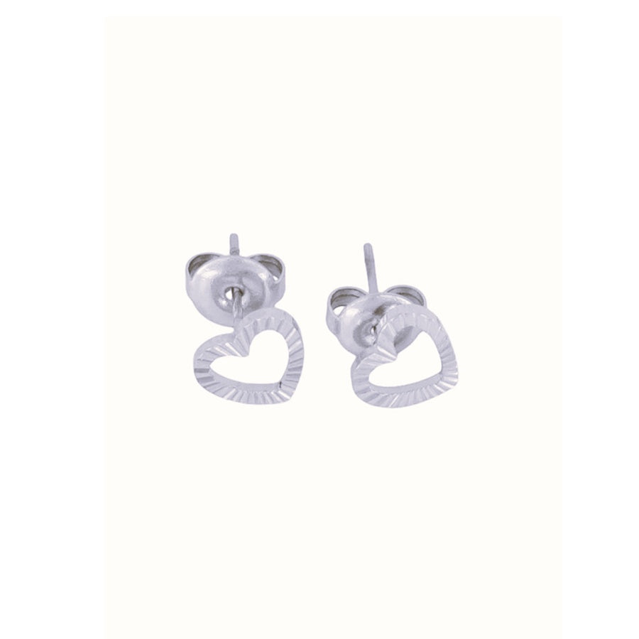 Oorbellen Studs met structuur hartjes-zilver