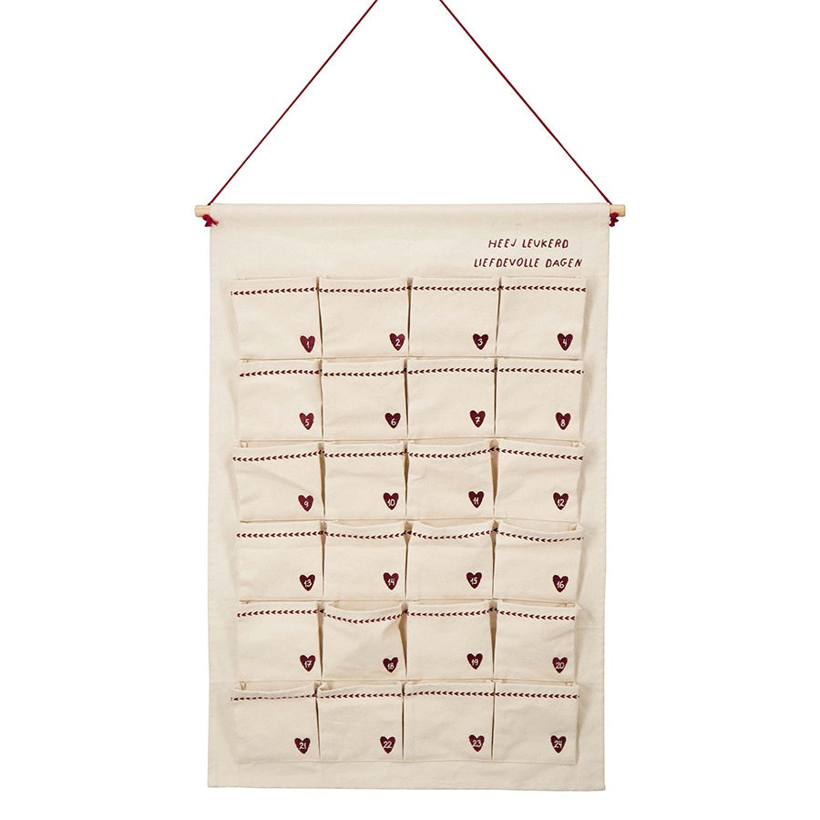 Kalender Advent XL 'Fijne dagen'-wit/rood