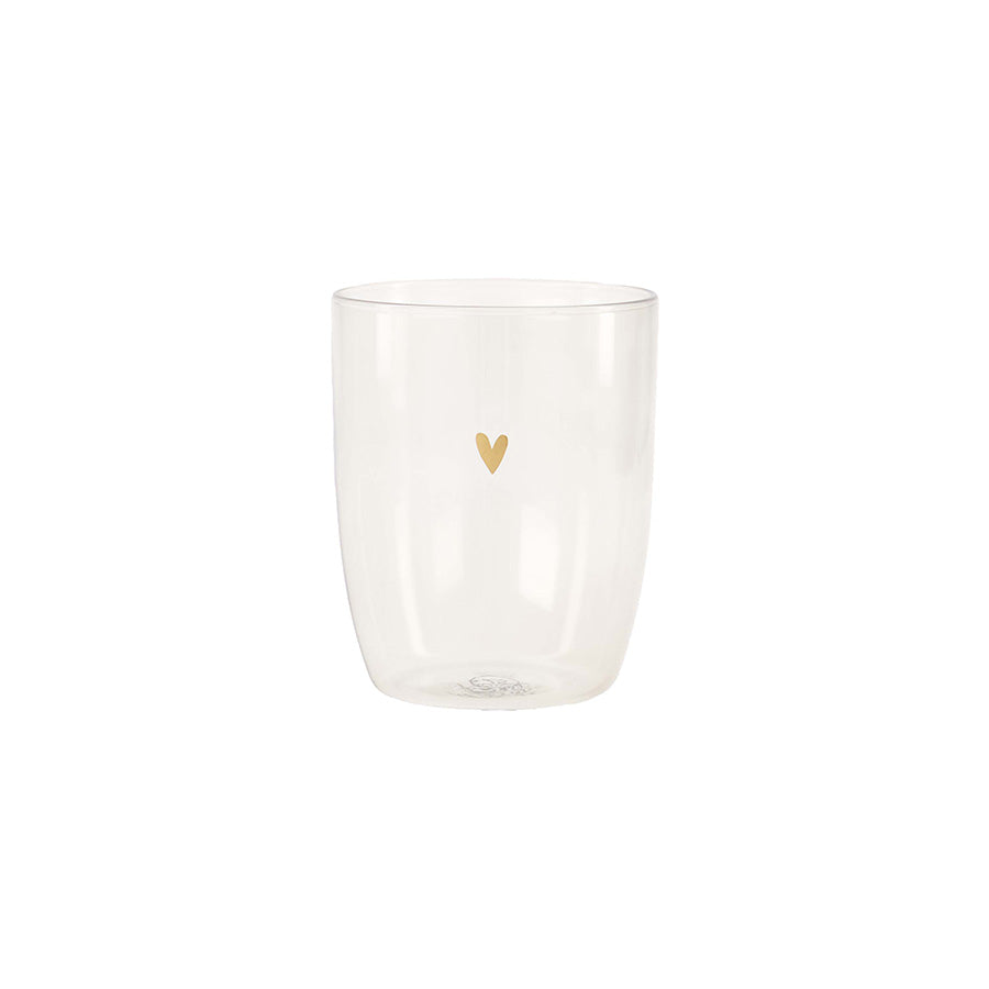 Drinkglas Hartje-bruin/goud