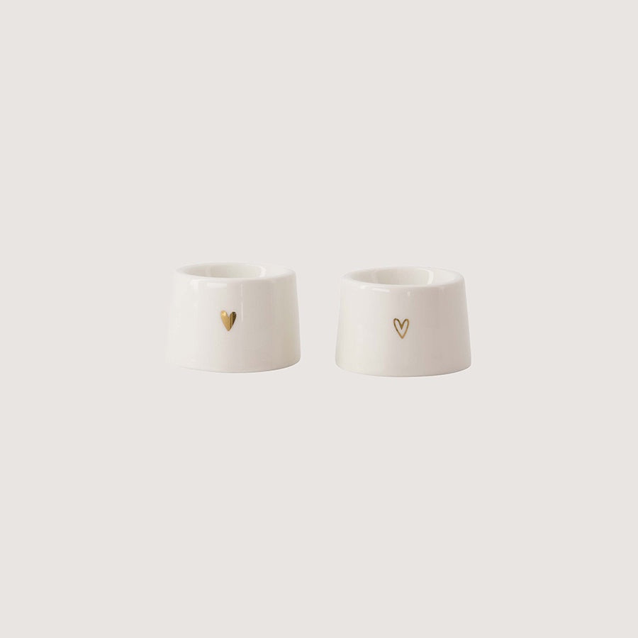 Eierdopjes Keramiek Hartje (set van 2)-wit/goud