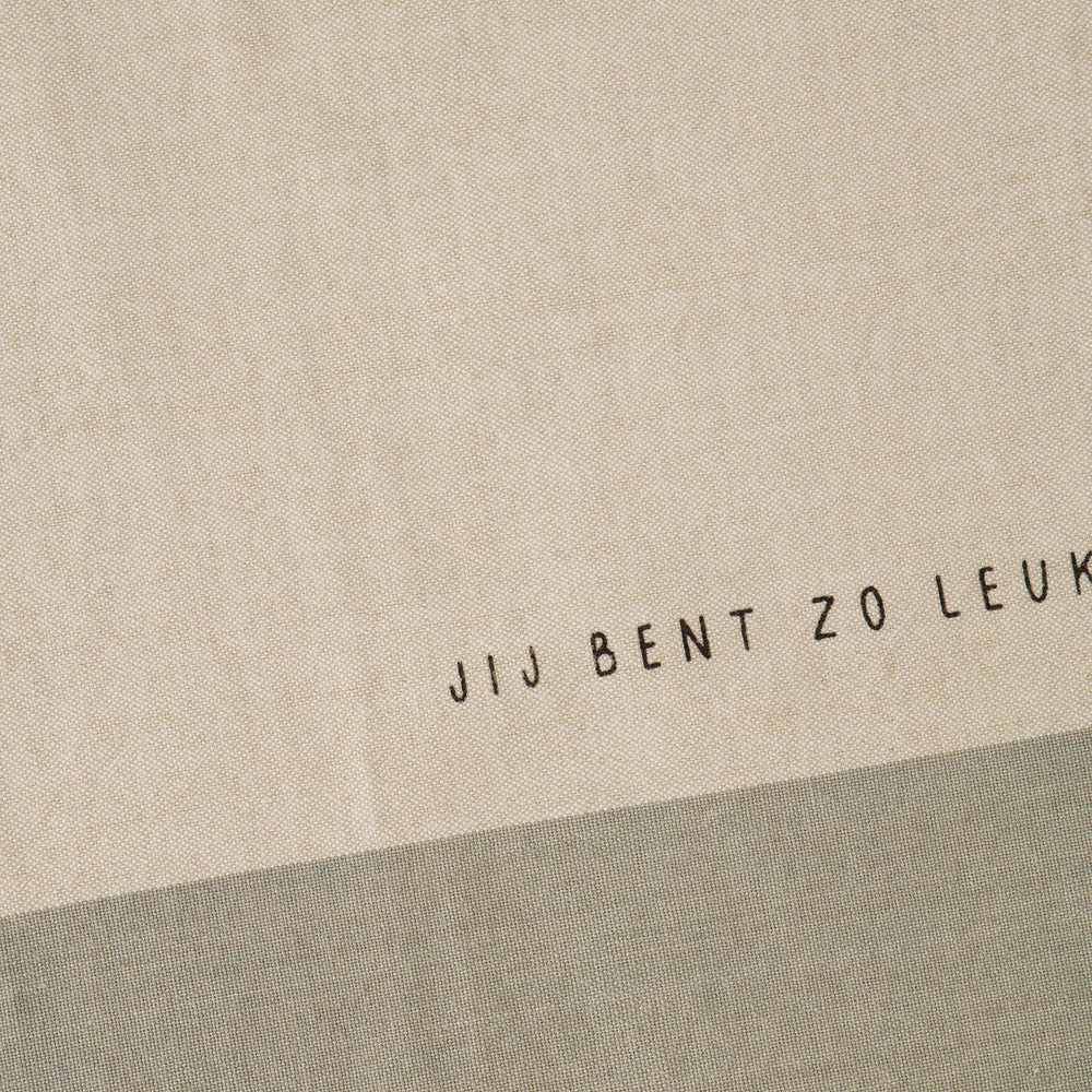 Keukenset Handdoeken 'Jij bent zo leuk'-zand/grijs/groen
