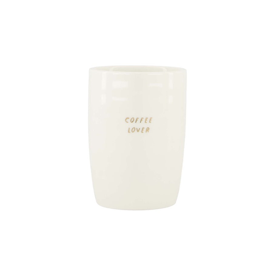 Koffiemok 'Coffee Lover'-wit/goud