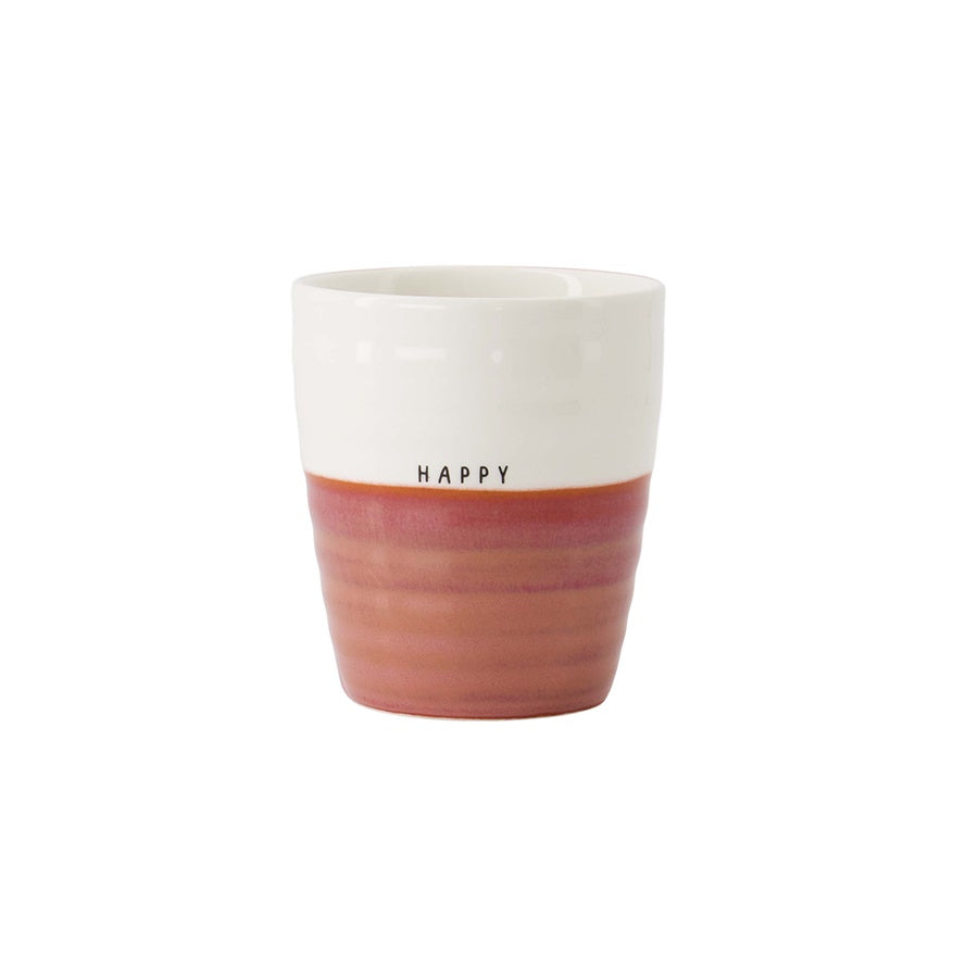 Koffiemok Duocolor 'Happy'-wit/burgundy