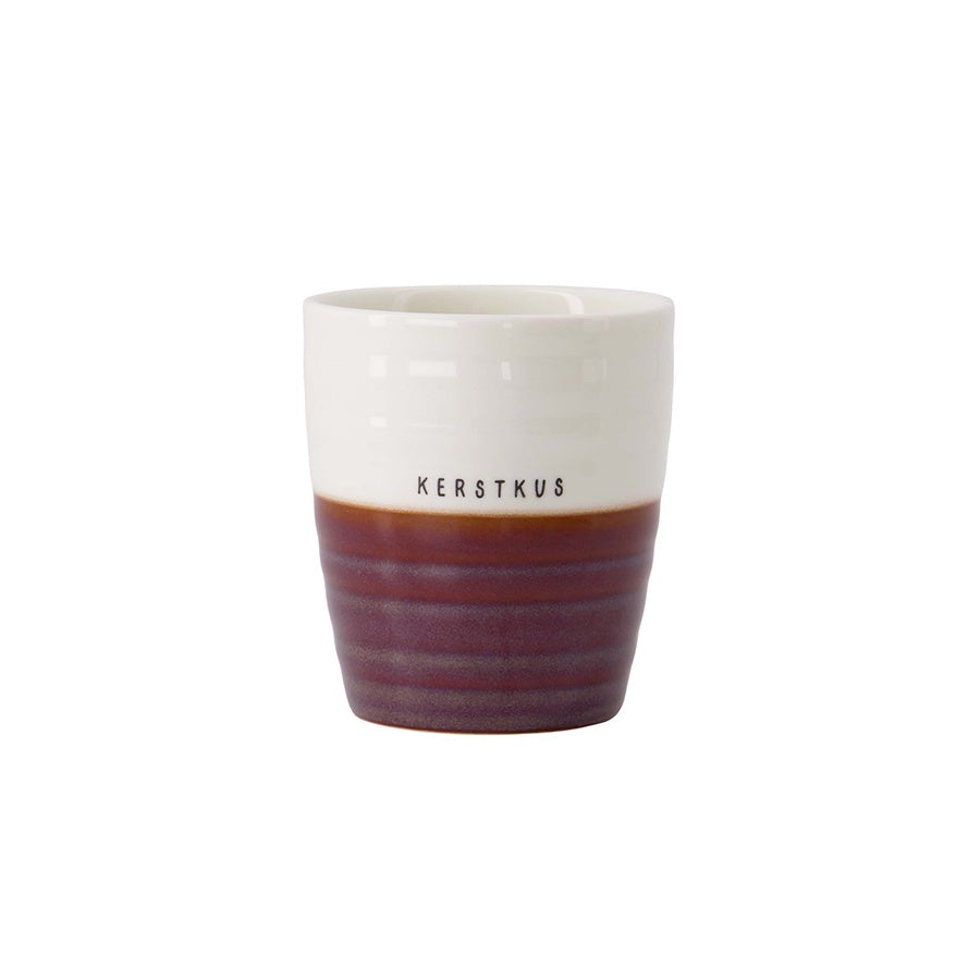 Koffiemok Duocolor 'Kerstkus'-wit/donkerrood