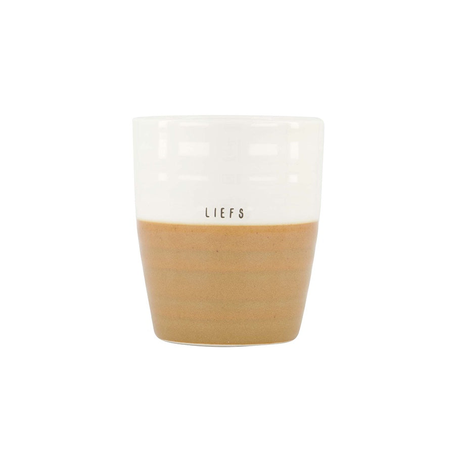 Koffiemok Duocolor 'Liefs'-wit/oker