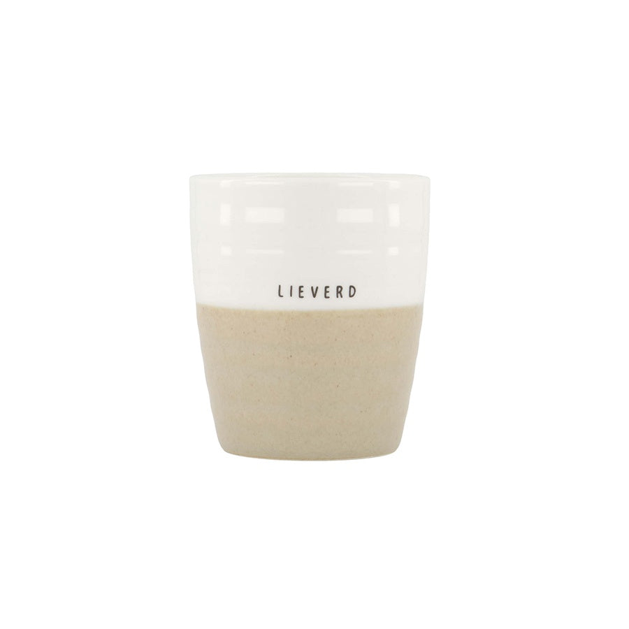 Koffiemok Duocolor 'Lieverd-wit/zand
