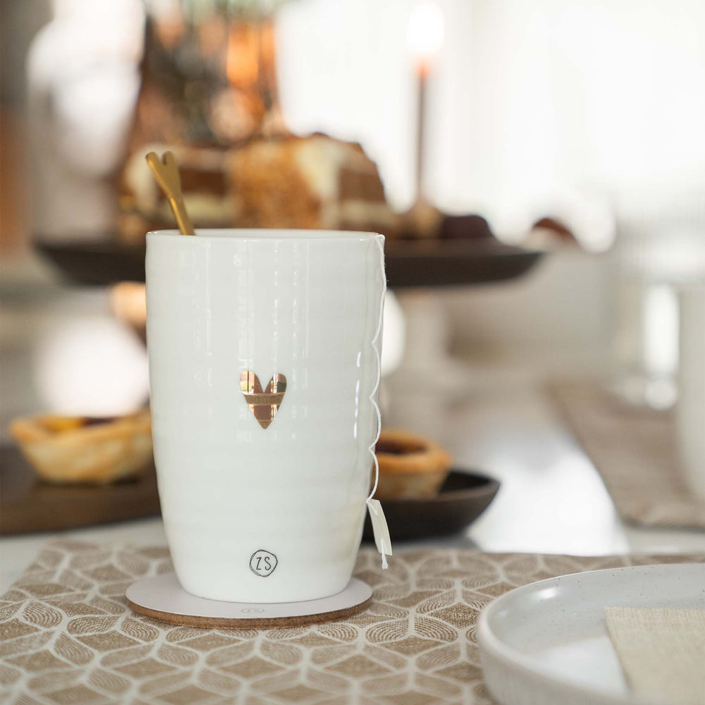 Lattemok Hartje-wit/goud